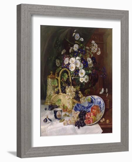 Still Life with Flowers and Fruit-Eugene Henri Cauchois-Framed Giclee Print