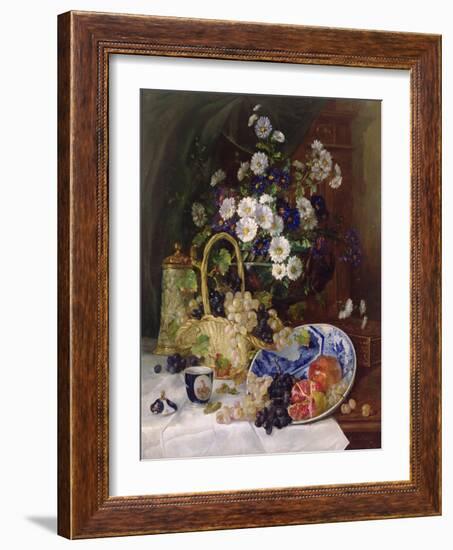 Still Life with Flowers and Fruit-Eugene Henri Cauchois-Framed Giclee Print