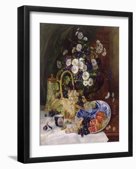 Still Life with Flowers and Fruit-Eugene Henri Cauchois-Framed Giclee Print