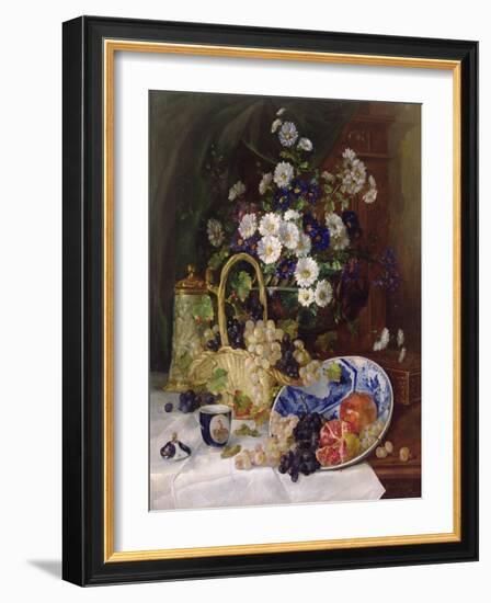 Still Life with Flowers and Fruit-Eugene Henri Cauchois-Framed Giclee Print