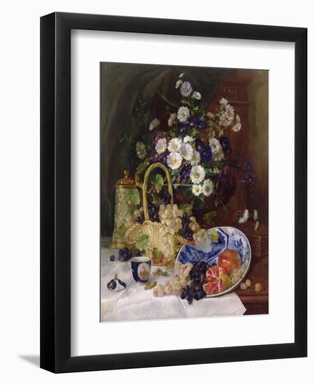 Still Life with Flowers and Fruit-Eugene Henri Cauchois-Framed Giclee Print