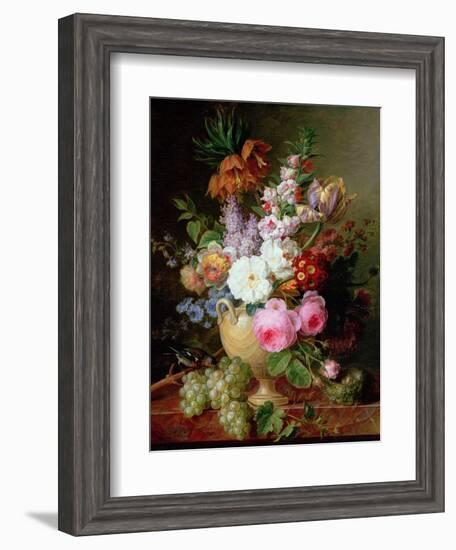 Still Life with Flowers and Grapes-Cornelis van Spaendonck-Framed Giclee Print