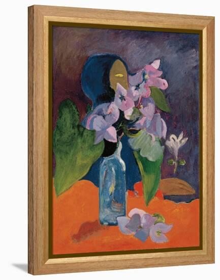 Still Life with Flowers and Idol by Gauguin, Paul Eugene Henri (1848-1903). Oil on Canvas, Ca 1892,-Paul Gauguin-Framed Premier Image Canvas