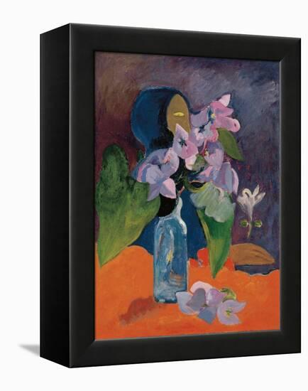 Still Life with Flowers and Idol by Gauguin, Paul Eugene Henri (1848-1903). Oil on Canvas, Ca 1892,-Paul Gauguin-Framed Premier Image Canvas
