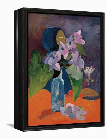 Still Life with Flowers and Idol by Gauguin, Paul Eugene Henri (1848-1903). Oil on Canvas, Ca 1892,-Paul Gauguin-Framed Premier Image Canvas