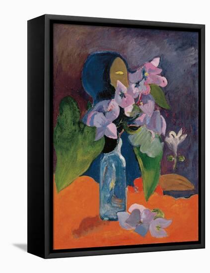 Still Life with Flowers and Idol by Gauguin, Paul Eugene Henri (1848-1903). Oil on Canvas, Ca 1892,-Paul Gauguin-Framed Premier Image Canvas