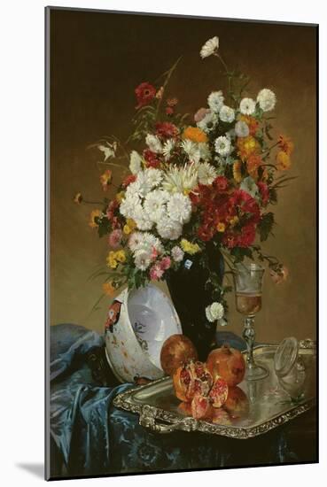 Still Life with Flowers and Pomegranates-Eugene Henri Cauchois-Mounted Giclee Print