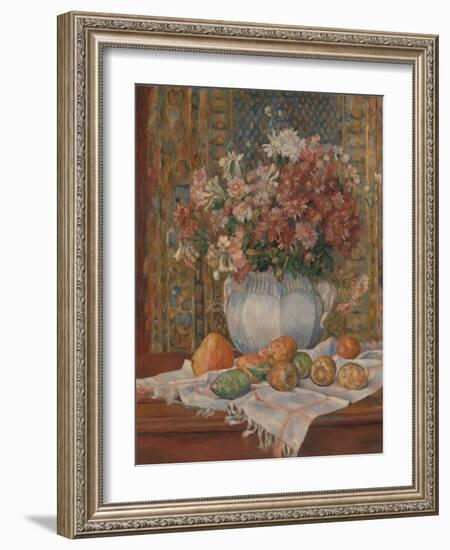 Still Life with Flowers and Prickly Pears, c.1885-Pierre Auguste Renoir-Framed Giclee Print