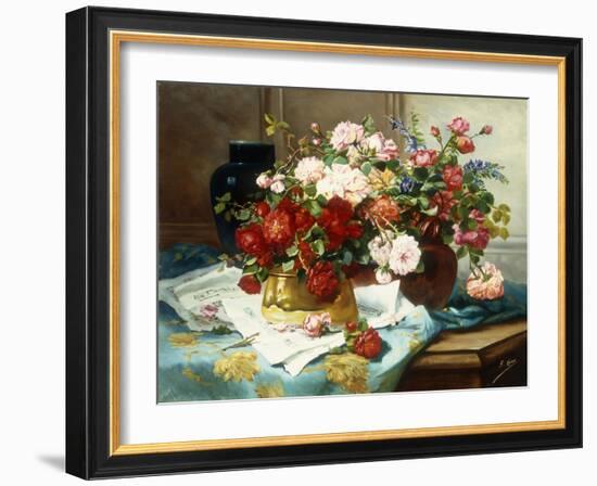 Still Life with Flowers and Sheet Music-Jules Etienne Carot-Framed Giclee Print