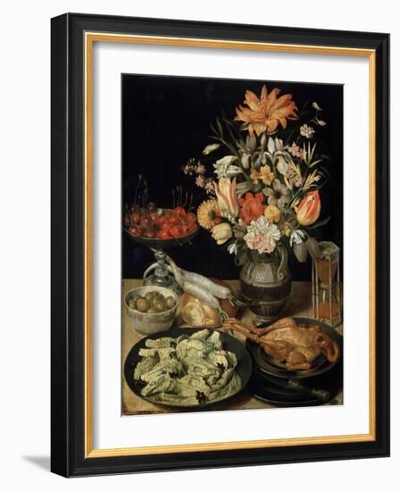 Still Life with Flowers and Snack, C1630-C1635-Georg Flegel-Framed Giclee Print