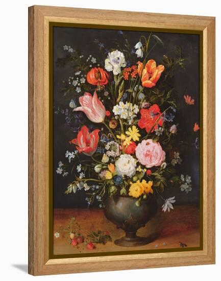 Still Life with Flowers and Strawberries-Jan Brueghel the Younger-Framed Premier Image Canvas