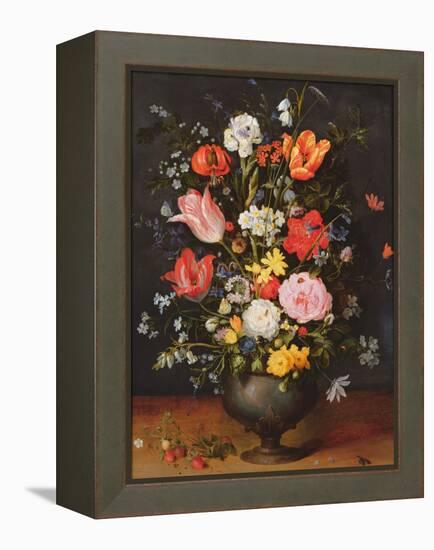 Still Life with Flowers and Strawberries-Jan Brueghel the Younger-Framed Premier Image Canvas