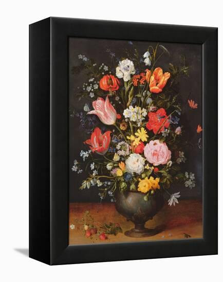 Still Life with Flowers and Strawberries-Jan Brueghel the Younger-Framed Premier Image Canvas