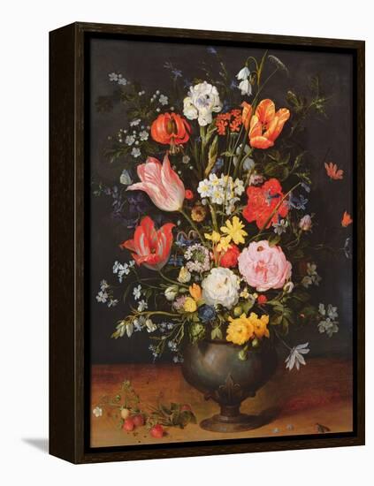 Still Life with Flowers and Strawberries-Jan Brueghel the Younger-Framed Premier Image Canvas