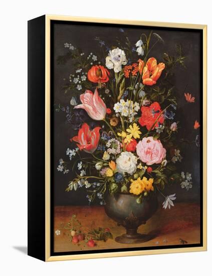 Still Life with Flowers and Strawberries-Jan Brueghel the Younger-Framed Premier Image Canvas