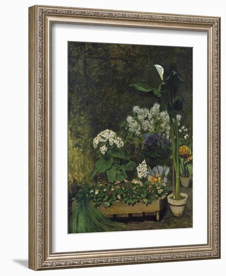Still-Life with Flowers (Arum and Green House Plants), 1864-Pierre-Auguste Renoir-Framed Giclee Print