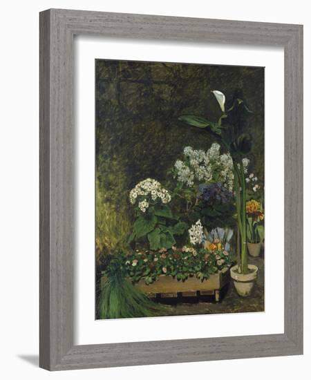 Still-Life with Flowers (Arum and Green House Plants), 1864-Pierre-Auguste Renoir-Framed Giclee Print