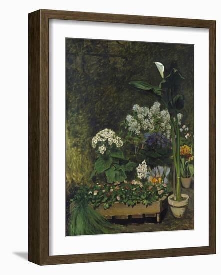 Still-Life with Flowers (Arum and Green House Plants), 1864-Pierre-Auguste Renoir-Framed Giclee Print