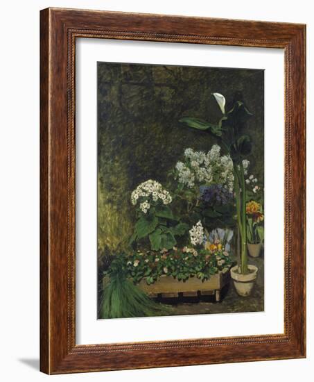 Still-Life with Flowers (Arum and Green House Plants), 1864-Pierre-Auguste Renoir-Framed Giclee Print