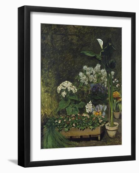 Still-Life with Flowers (Arum and Green House Plants), 1864-Pierre-Auguste Renoir-Framed Giclee Print