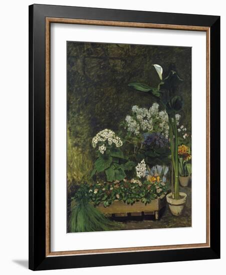 Still-Life with Flowers (Arum and Green House Plants), 1864-Pierre-Auguste Renoir-Framed Giclee Print