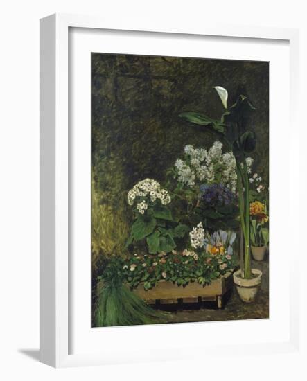 Still-Life with Flowers (Arum and Green House Plants), 1864-Pierre-Auguste Renoir-Framed Giclee Print