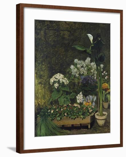 Still-Life with Flowers (Arum and Green House Plants), 1864-Pierre-Auguste Renoir-Framed Giclee Print