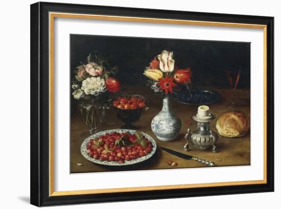 Still Life with Flowers, Fruits, Vases and Other Objects-Osias Beert-Framed Giclee Print