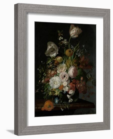 Still Life with Flowers in a Glass Vase-Rachel Ruysch-Framed Art Print