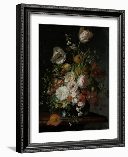 Still Life with Flowers in a Glass Vase-Rachel Ruysch-Framed Art Print