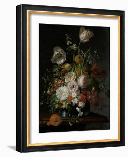 Still Life with Flowers in a Glass Vase-Rachel Ruysch-Framed Art Print