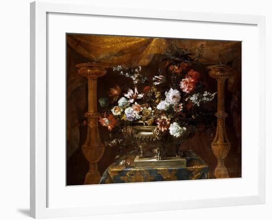 Still Life with Flowers in a Silver Vase with Perfume Burners, C.1690-99-Jean-Baptiste Monnoyer-Framed Giclee Print