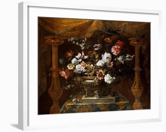 Still Life with Flowers in a Silver Vase with Perfume Burners, C.1690-99-Jean-Baptiste Monnoyer-Framed Giclee Print