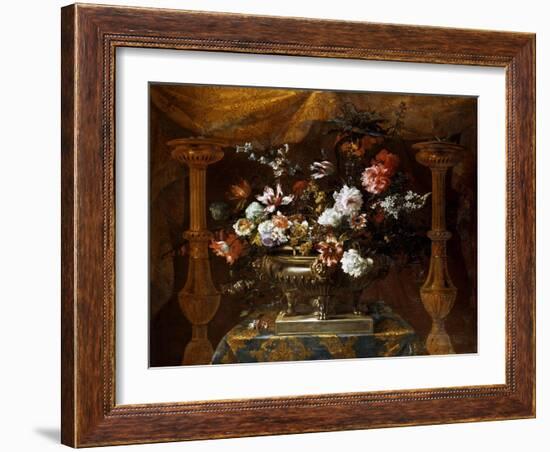 Still Life with Flowers in a Silver Vase with Perfume Burners, C.1690-99-Jean-Baptiste Monnoyer-Framed Giclee Print