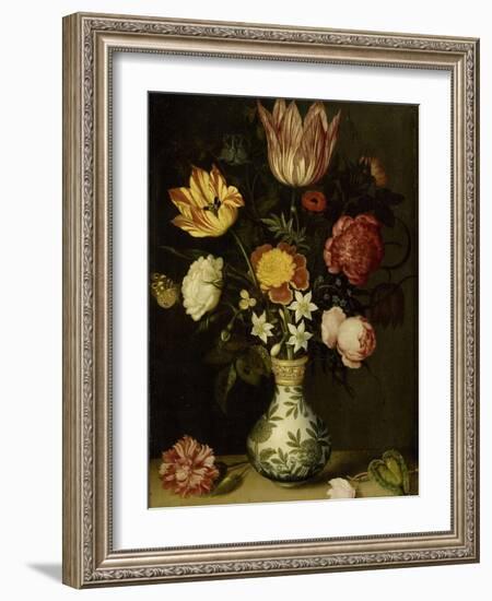 Still Life with Flowers in a Wan-Li Vase-Ambrosius Bosschaert-Framed Art Print