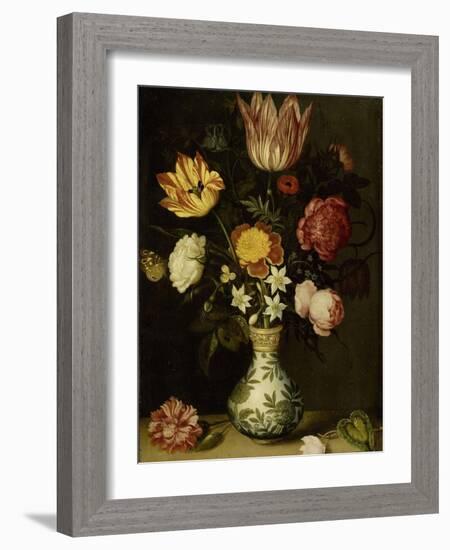 Still Life with Flowers in a Wan-Li Vase-Ambrosius Bosschaert-Framed Art Print