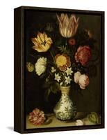 Still Life with Flowers in a Wan-Li Vase-Ambrosius Bosschaert-Framed Stretched Canvas