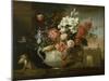 Still Life with Flowers in an Urn, with a Monkey, on a Ledge, C.1699-Jakob Bogdani Or Bogdany-Mounted Giclee Print