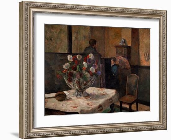 Still Life with Flowers, Interior of the Artist's Apartment, Rue Carcel, Paris-Paul Gauguin-Framed Giclee Print