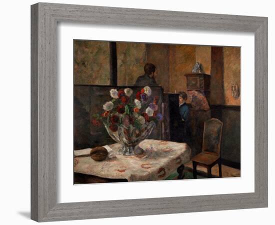 Still Life with Flowers, Interior of the Artist's Apartment, Rue Carcel, Paris-Paul Gauguin-Framed Giclee Print