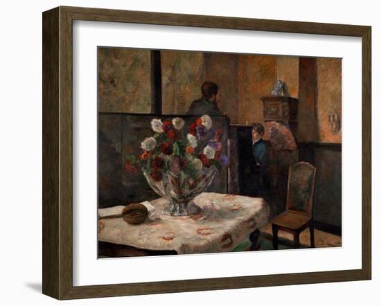 Still Life with Flowers, Interior of the Artist's Apartment, Rue Carcel, Paris-Paul Gauguin-Framed Giclee Print