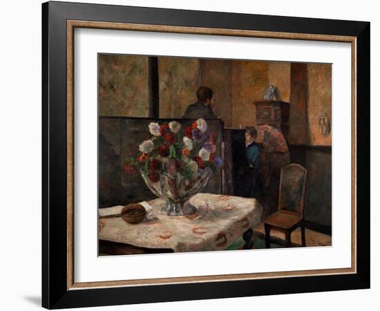 Still Life with Flowers, Interior of the Artist's Apartment, Rue Carcel, Paris-Paul Gauguin-Framed Giclee Print