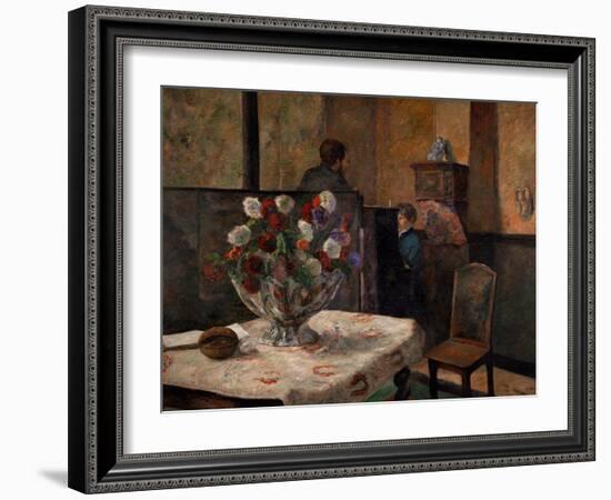 Still Life with Flowers, Interior of the Artist's Apartment, Rue Carcel, Paris-Paul Gauguin-Framed Giclee Print