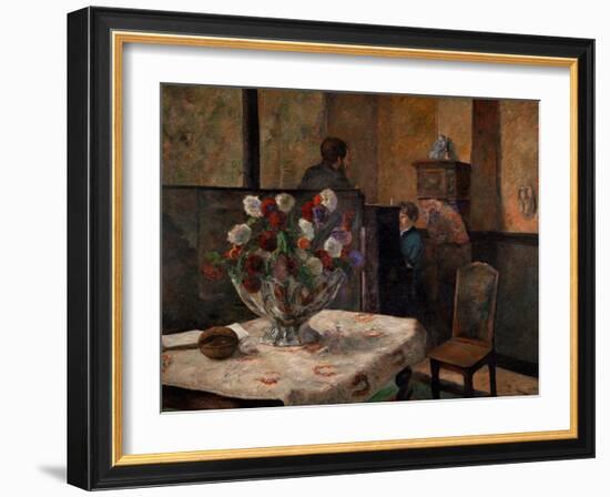 Still Life with Flowers, Interior of the Artist's Apartment, Rue Carcel, Paris-Paul Gauguin-Framed Giclee Print