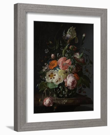 Still Life with Flowers on a Marble Tabletop-Rachel Ruysch-Framed Art Print