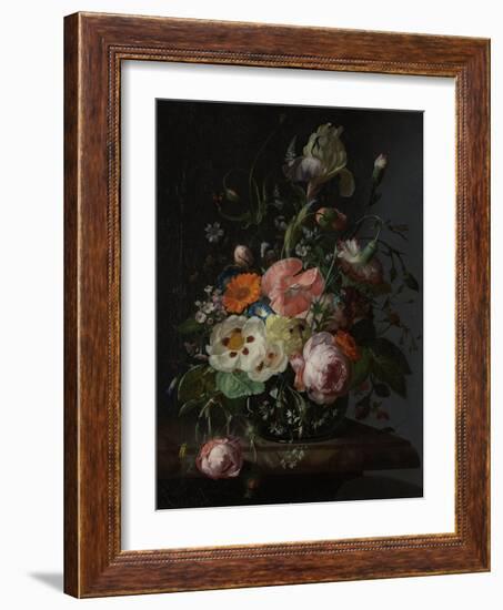 Still Life with Flowers on a Marble Tabletop-Rachel Ruysch-Framed Art Print