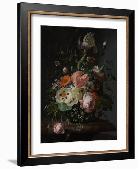 Still Life with Flowers on a Marble Tabletop-Rachel Ruysch-Framed Art Print