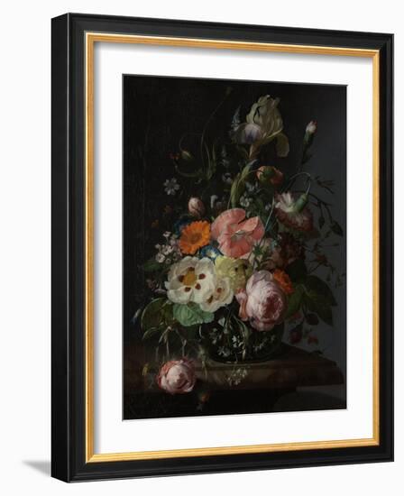 Still Life with Flowers on a Marble Tabletop-Rachel Ruysch-Framed Art Print