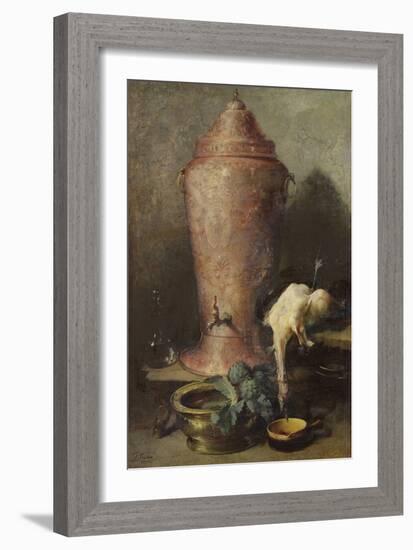 Still Life with Fountain, 1894 (Oil on Canvas)-Guillaume Romain Fouace-Framed Giclee Print