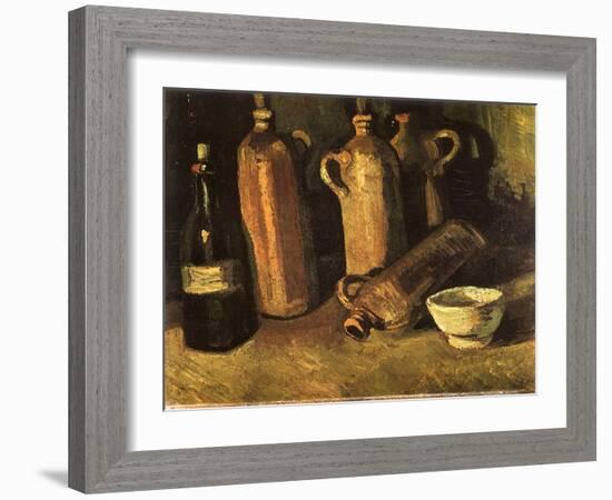 Still Life with Four Stone Bottles, 1884-Vincent van Gogh-Framed Giclee Print